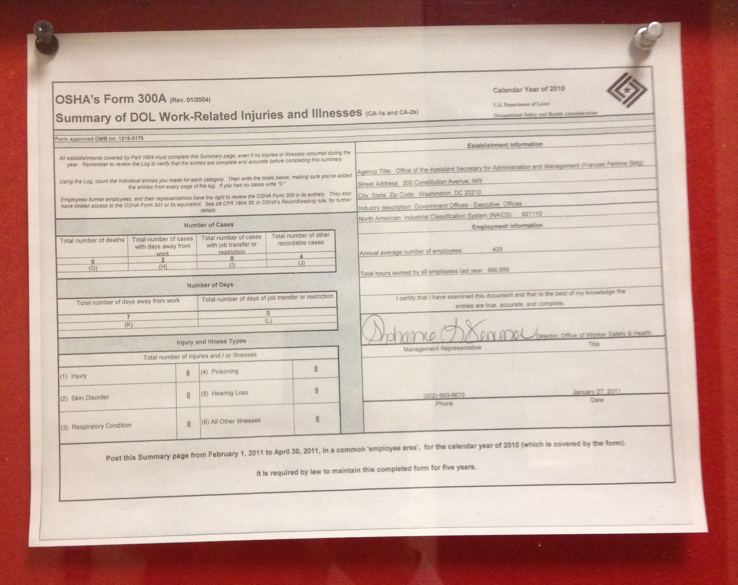 osha 's OSHA 300 log edited